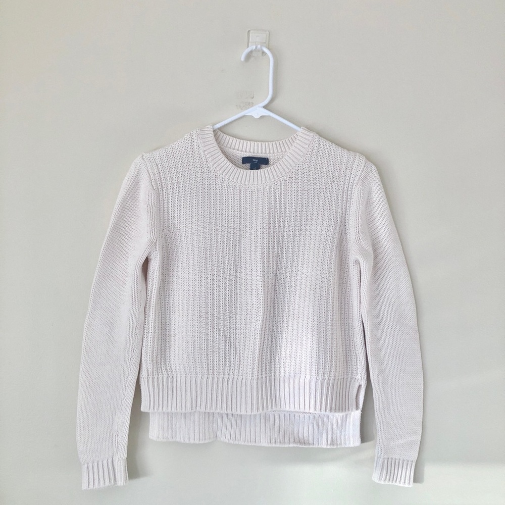 Gap Crewneck Droptail Cotton Sweater Cream/White Small